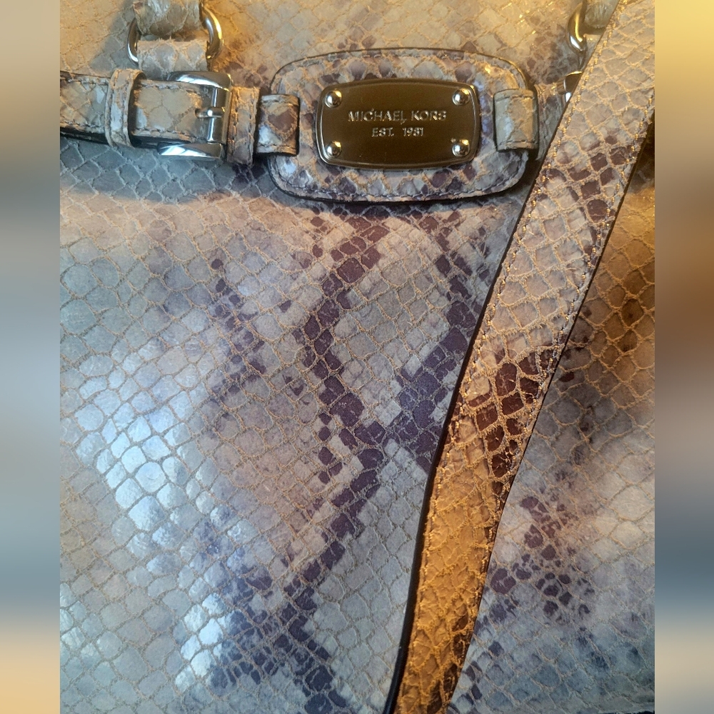 Michael Kors Grey & Silver Python Large Satchel - image 6